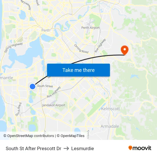 South St After Prescott Dr to Lesmurdie map