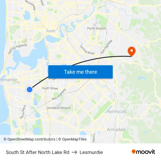 South St After North Lake Rd to Lesmurdie map