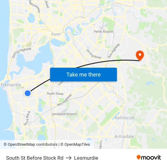 South St Before Stock Rd to Lesmurdie map