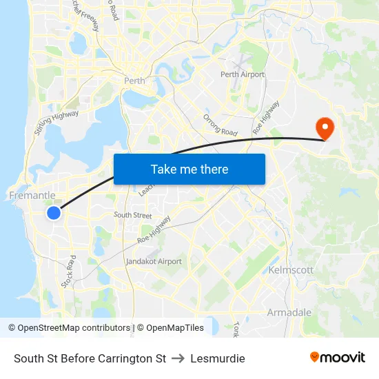South St Before Carrington St to Lesmurdie map