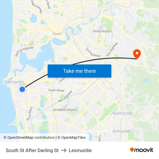 South St After Darling St to Lesmurdie map