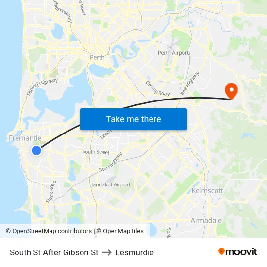 South St After Gibson St to Lesmurdie map