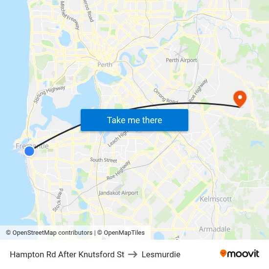Hampton Rd After Knutsford St to Lesmurdie map