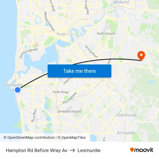 Hampton Rd Before Wray Av to Lesmurdie map