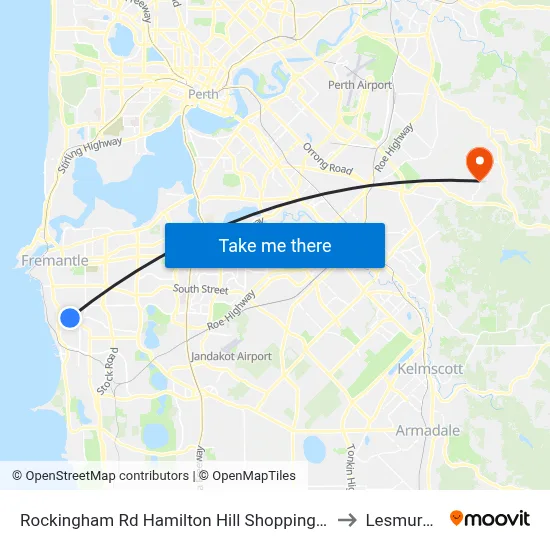 Rockingham Rd Hamilton Hill Shop Ctr to Lesmurdie map