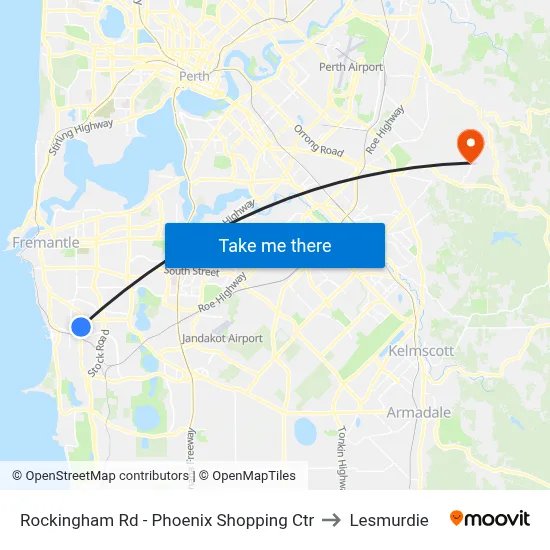 Rockingham Rd - Phoenix Shopping Ctr to Lesmurdie map