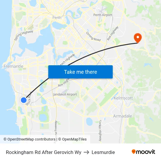 Rockingham Rd After Gerovich Wy to Lesmurdie map