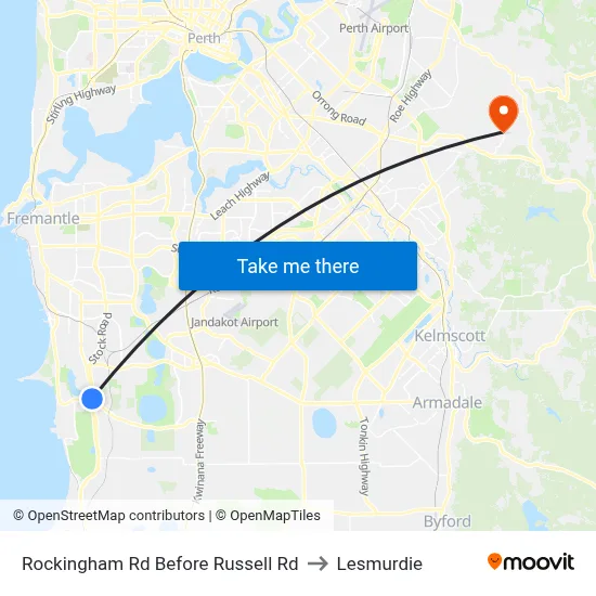 Rockingham Rd Before Russell Rd to Lesmurdie map