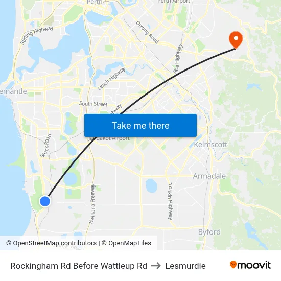 Rockingham Rd Before Wattleup Rd to Lesmurdie map