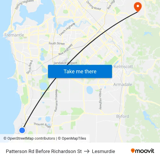 Patterson Rd Before Richardson St to Lesmurdie map