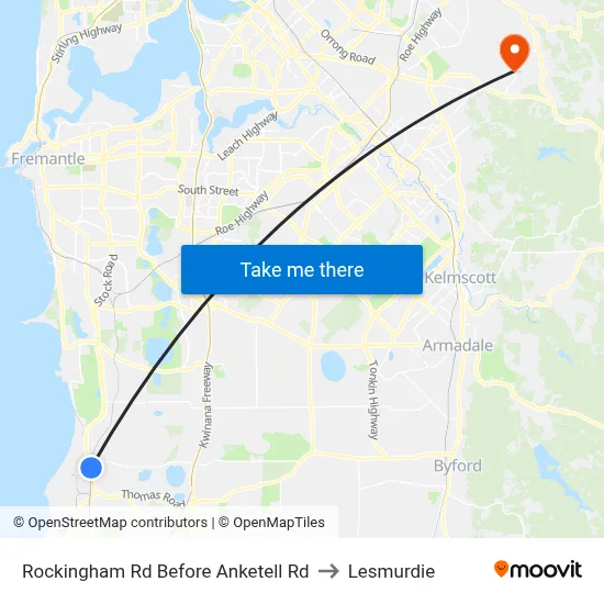 Rockingham Rd Before Anketell Rd to Lesmurdie map