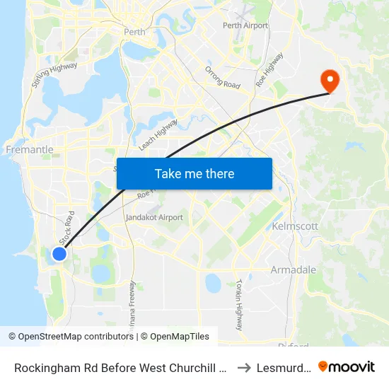 Rockingham Rd Before West Churchill Av to Lesmurdie map