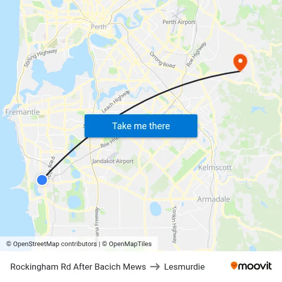 Rockingham Rd After Bacich Mews to Lesmurdie map