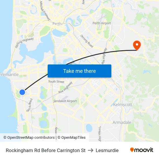 Rockingham Rd Before Carrington St to Lesmurdie map