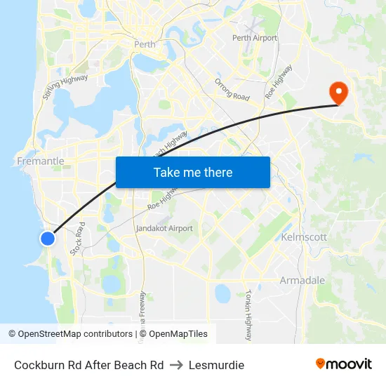 Cockburn Rd After Beach Rd to Lesmurdie map