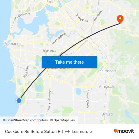 Cockburn Rd Before Sutton Rd to Lesmurdie map
