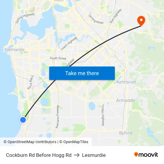 Cockburn Rd Before Hogg Rd to Lesmurdie map