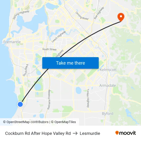 Cockburn Rd After Hope Valley Rd to Lesmurdie map