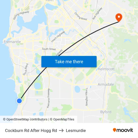 Cockburn Rd After Hogg Rd to Lesmurdie map