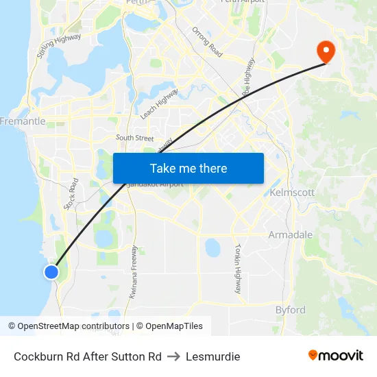 Cockburn Rd After Sutton Rd to Lesmurdie map