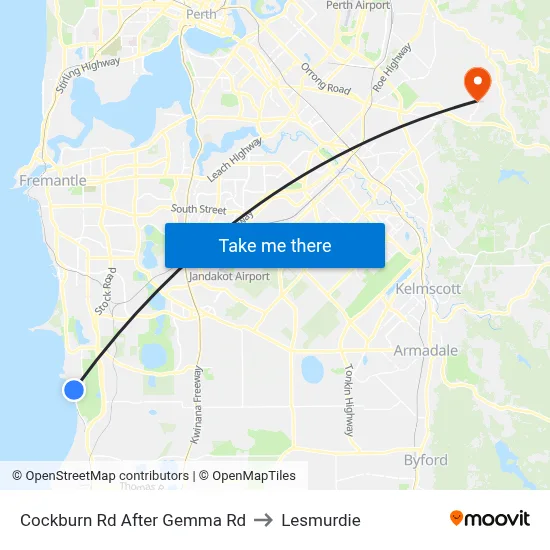 Cockburn Rd After Gemma Rd to Lesmurdie map