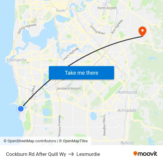 Cockburn Rd After Quill Wy to Lesmurdie map