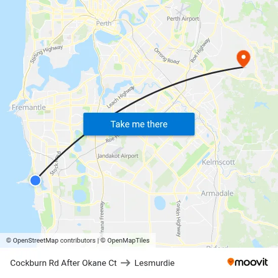 Cockburn Rd After Okane Ct to Lesmurdie map