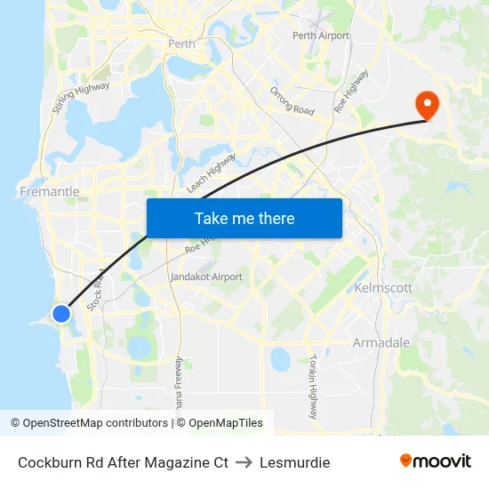 Cockburn Rd After Magazine Ct to Lesmurdie map