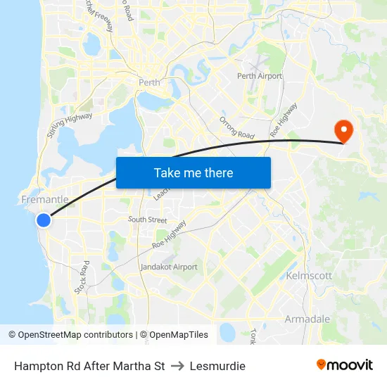 Hampton Rd After Martha St to Lesmurdie map