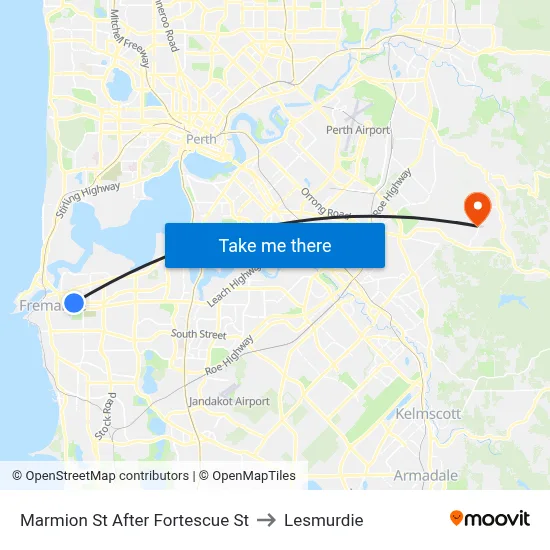 Marmion St After Fortescue St to Lesmurdie map