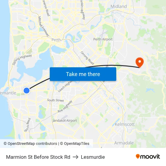 Marmion St Before Stock Rd to Lesmurdie map