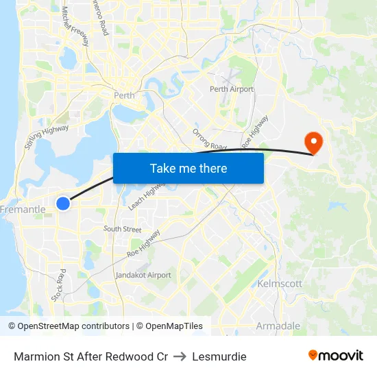Marmion St After Redwood Cr to Lesmurdie map