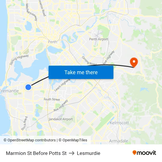 Marmion St Before Potts St to Lesmurdie map