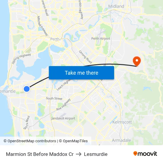 Marmion St Before Maddox Cr to Lesmurdie map