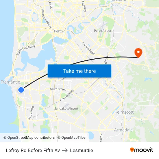 Lefroy Rd Before Fifth Av to Lesmurdie map
