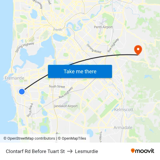 Clontarf Rd Before Tuart St to Lesmurdie map