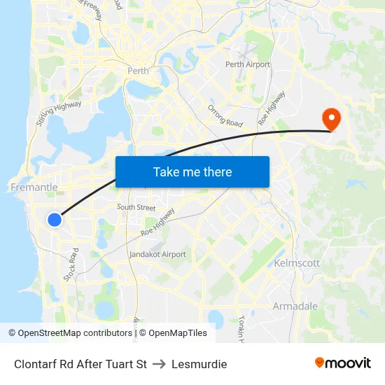Clontarf Rd After Tuart St to Lesmurdie map