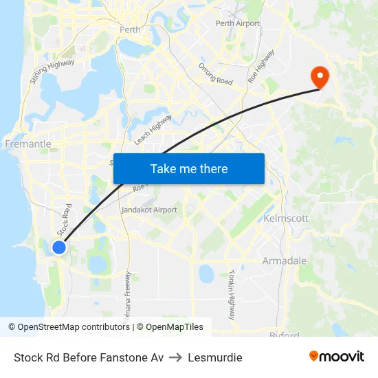 Stock Rd Before Fanstone Av to Lesmurdie map