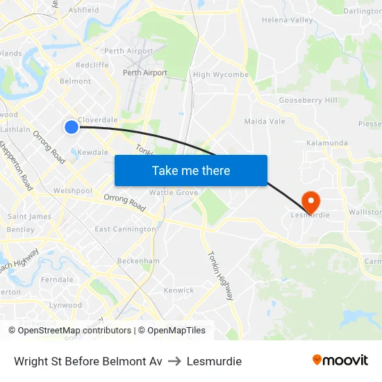 Wright St Before Belmont Av to Lesmurdie map