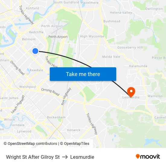 Wright St After Gilroy St to Lesmurdie map