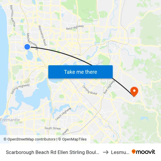 Scarborough Beach Rd Ellen Stirling Boulevard Cat Id 5 to Lesmurdie map