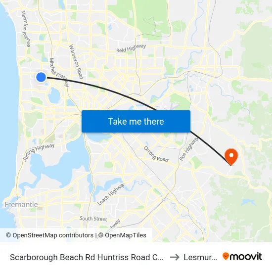 Scarborough Beach Rd Huntriss Road Cat Id 10 to Lesmurdie map