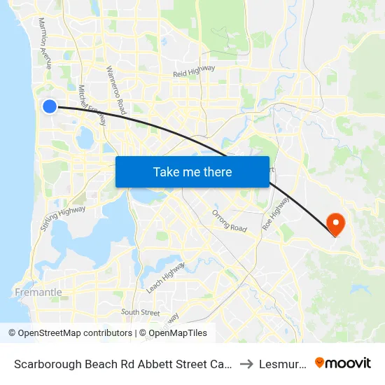 Scarborough Beach Rd Abbett Street Cat Id 16 to Lesmurdie map