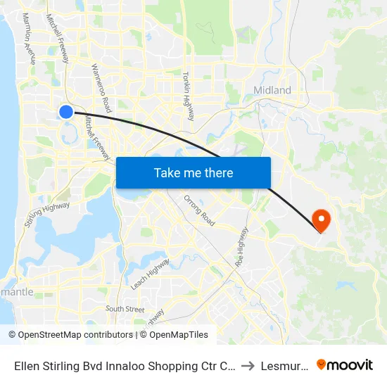 Ellen Stirling Bvd Innaloo Shopping Ctr Cat Id 4 to Lesmurdie map