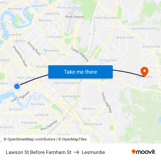 Lawson St Before Farnham St to Lesmurdie map