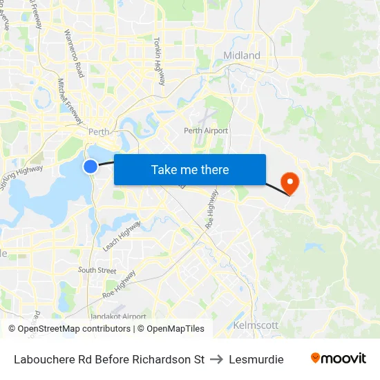 Labouchere Rd Before Richardson St to Lesmurdie map