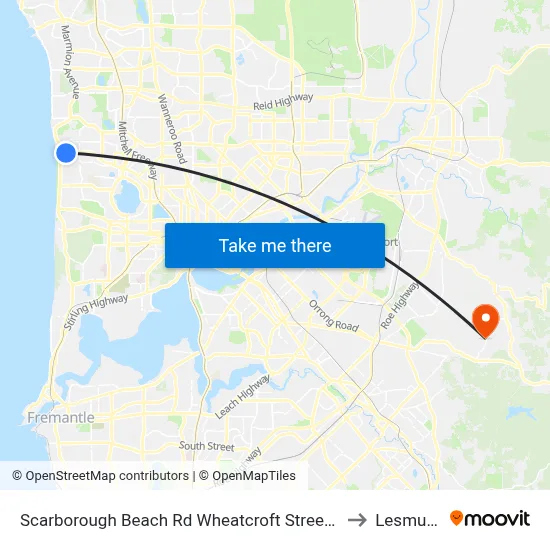 Scarborough Beach Rd Wheatcroft Street Cat Id 22 to Lesmurdie map