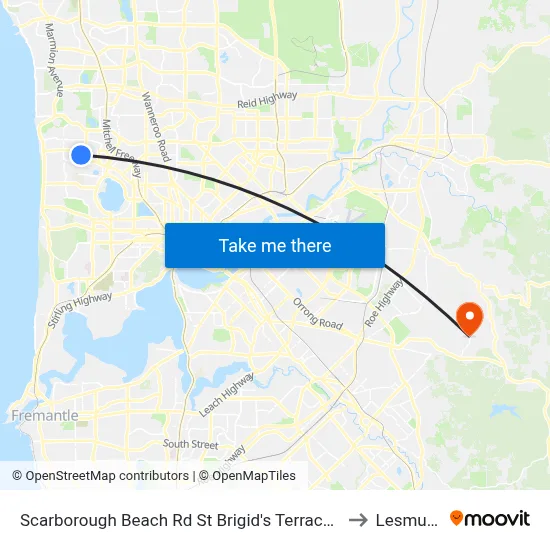 Scarborough Beach Rd St Brigid's Terrace Cat Id 29 to Lesmurdie map