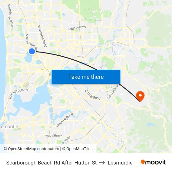 Scarborough Beach Rd After Hutton St to Lesmurdie map