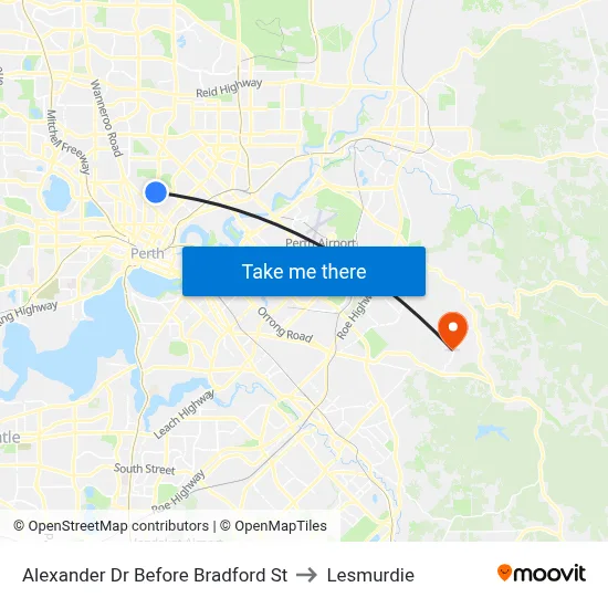 Alexander Dr Before Bradford St to Lesmurdie map